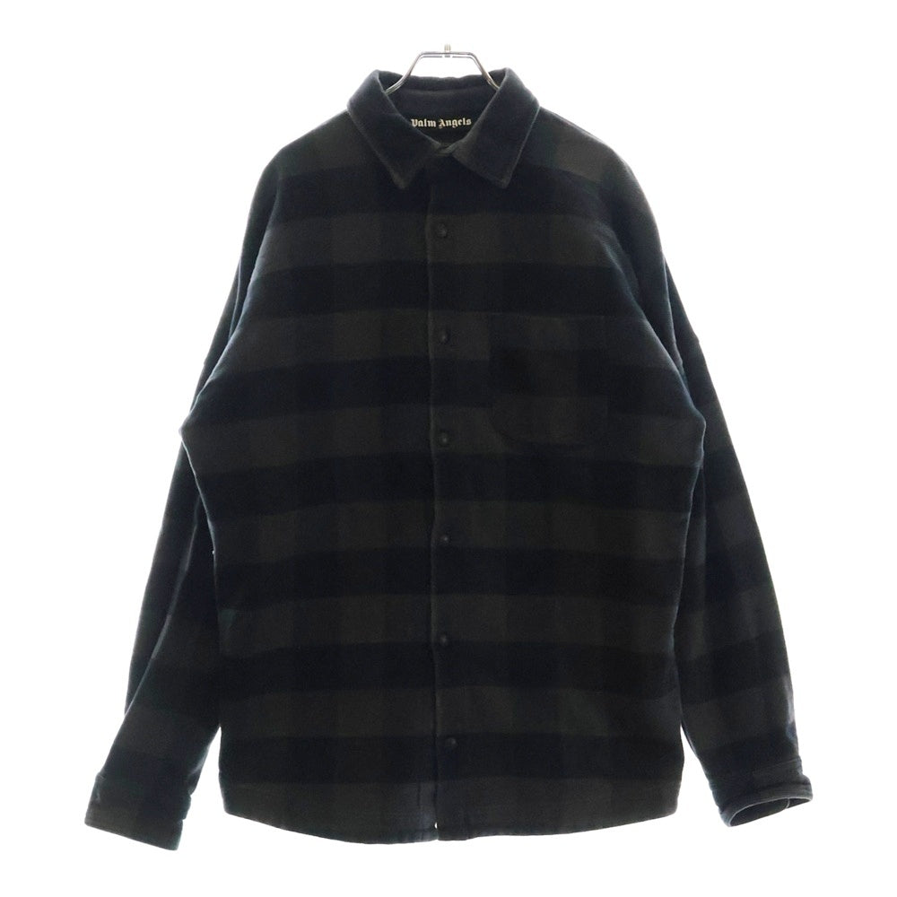 Palm Angels(パームエンジェルス) 23AW CLASSIC LOGO OVERSHIRT クラシックロゴ チェック オーバーシャツジャケット ブラック PMES002C99FAB001