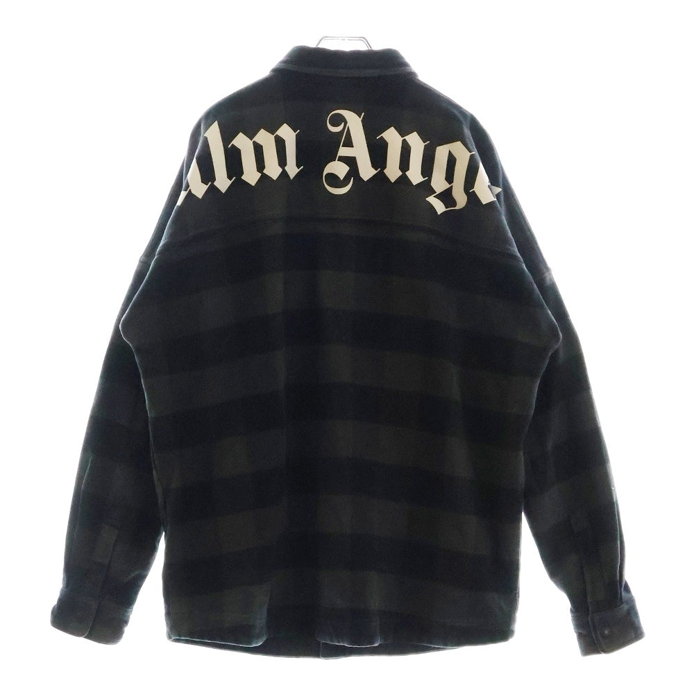 Palm Angels(パームエンジェルス) 23AW CLASSIC LOGO OVERSHIRT クラシックロゴ チェック オーバーシャツジャケット ブラック PMES002C99FAB001