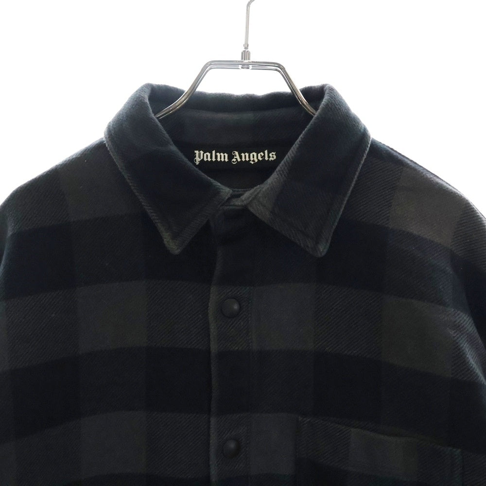 Palm Angels(パームエンジェルス) 23AW CLASSIC LOGO OVERSHIRT クラシックロゴ チェック オーバーシャツジャケット ブラック PMES002C99FAB001