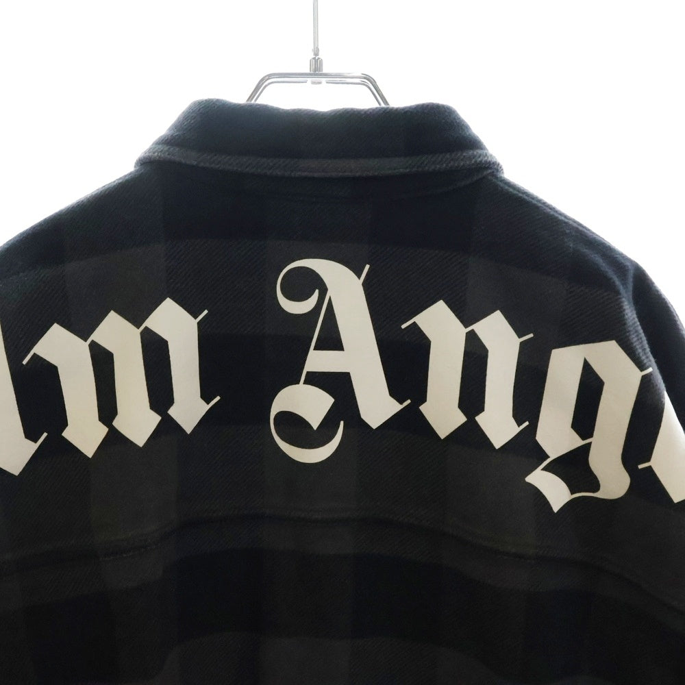 Palm Angels(パームエンジェルス) 23AW CLASSIC LOGO OVERSHIRT クラシックロゴ チェック オーバーシャツジャケット ブラック PMES002C99FAB001
