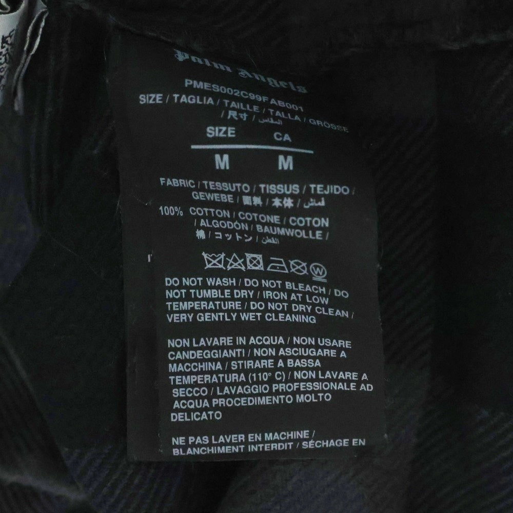 Palm Angels(パームエンジェルス) 23AW CLASSIC LOGO OVERSHIRT クラシックロゴ チェック オーバーシャツジャケット ブラック PMES002C99FAB001
