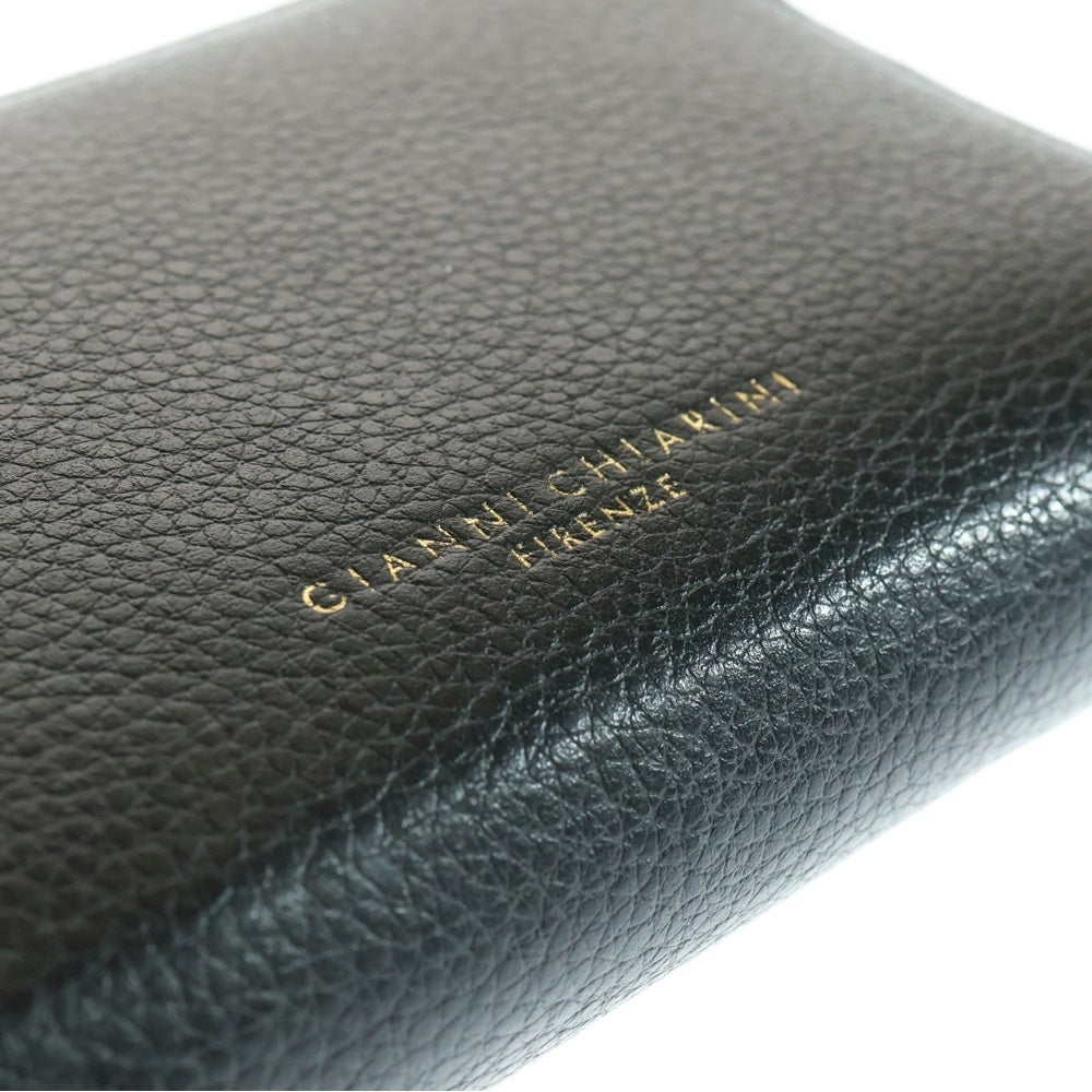 GIANNI CHIARINI(ジャンニ キアリーニ) ロゴ フルジップ レザーウォレット ブラック