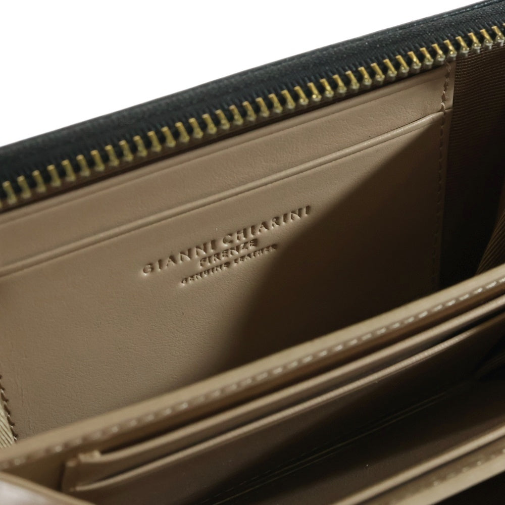GIANNI CHIARINI(ジャンニ キアリーニ) ロゴ フルジップ レザーウォレット ブラック