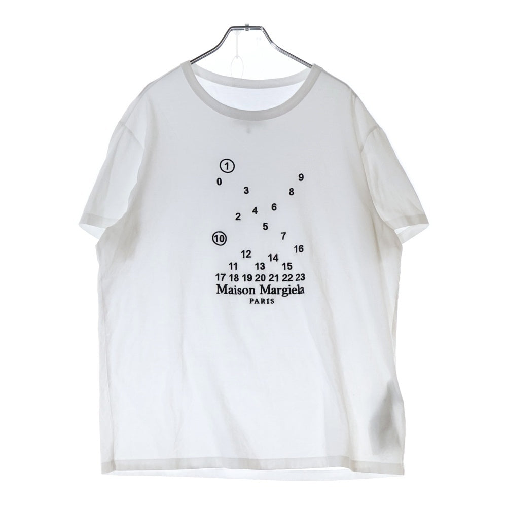 Maison Margiela(メゾンマルジェラ) 23SS カレンダーグラフィック刺繍 半袖Tシャツ クルーネックカットソー ホワイト S50GC0684 S22816
