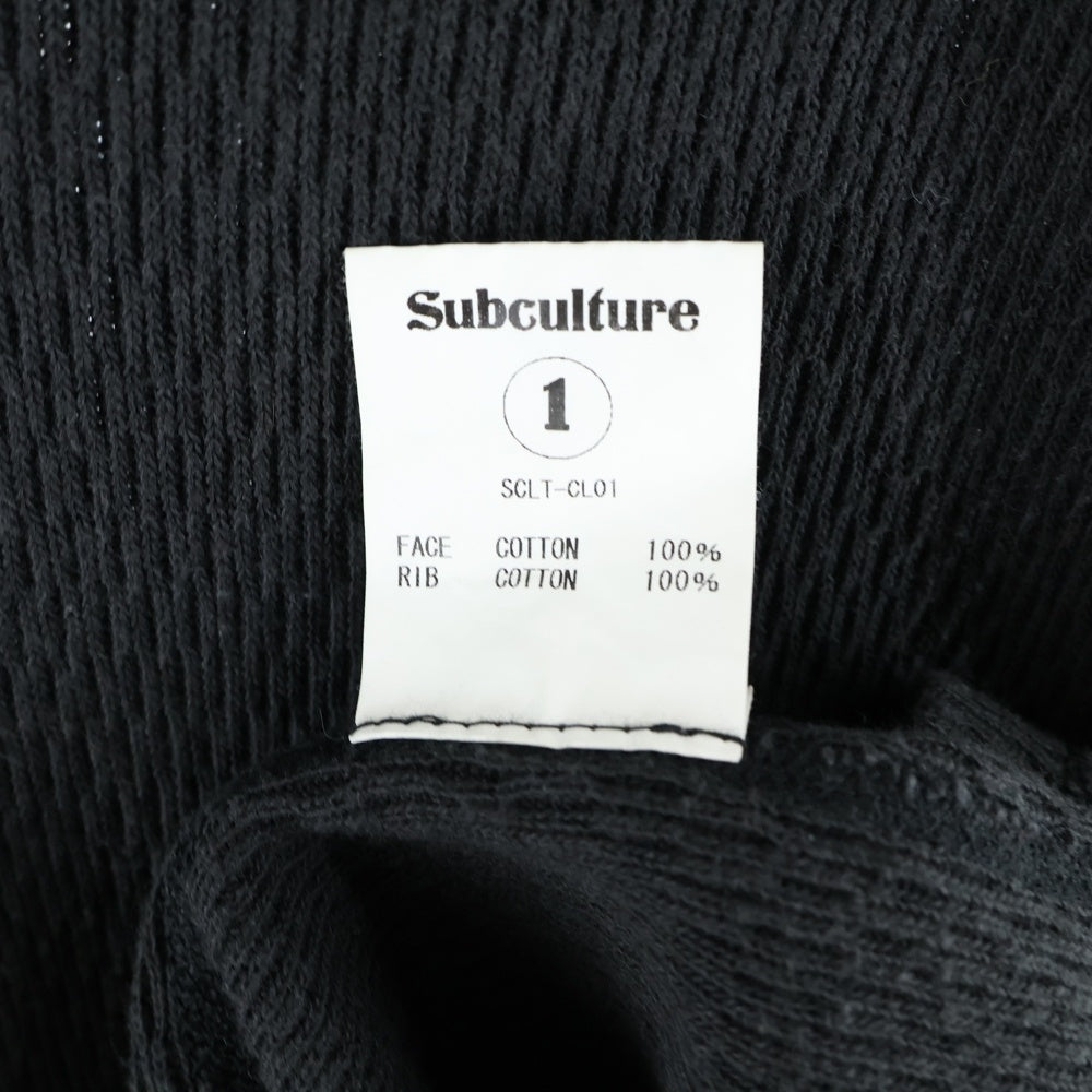 SUBCULTURE(サブカルチャー) 21SS ワッフルサーマルカットソー 長袖Tシャツ ブラック SCLT-CL01