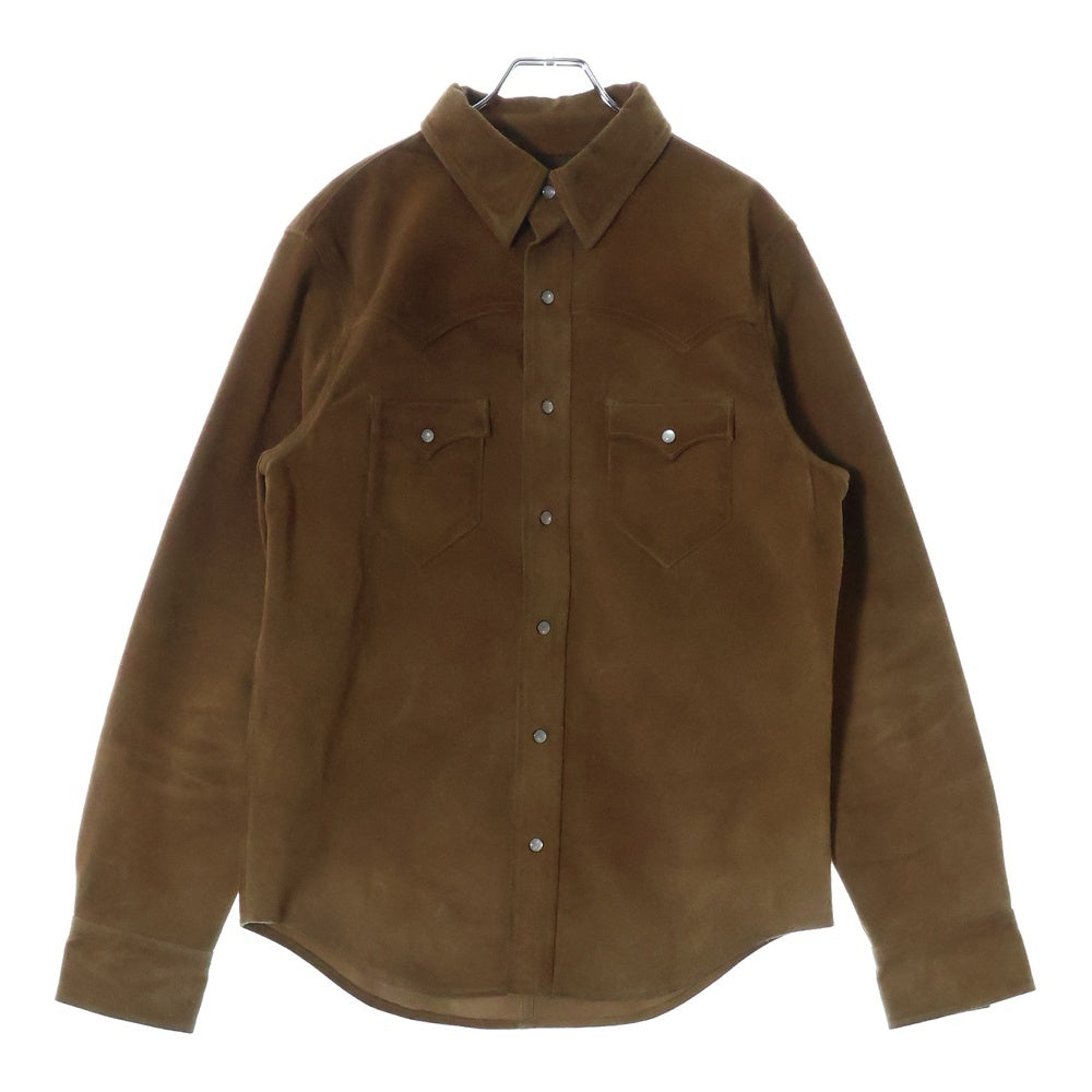 RRL(ダブルアールエル) スウェードレザー 長袖ウェスタンシャツ ブラウン