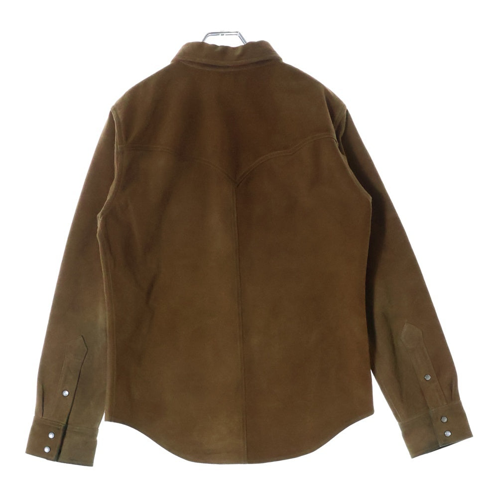 RRL(ダブルアールエル) スウェードレザー 長袖ウェスタンシャツ ブラウン