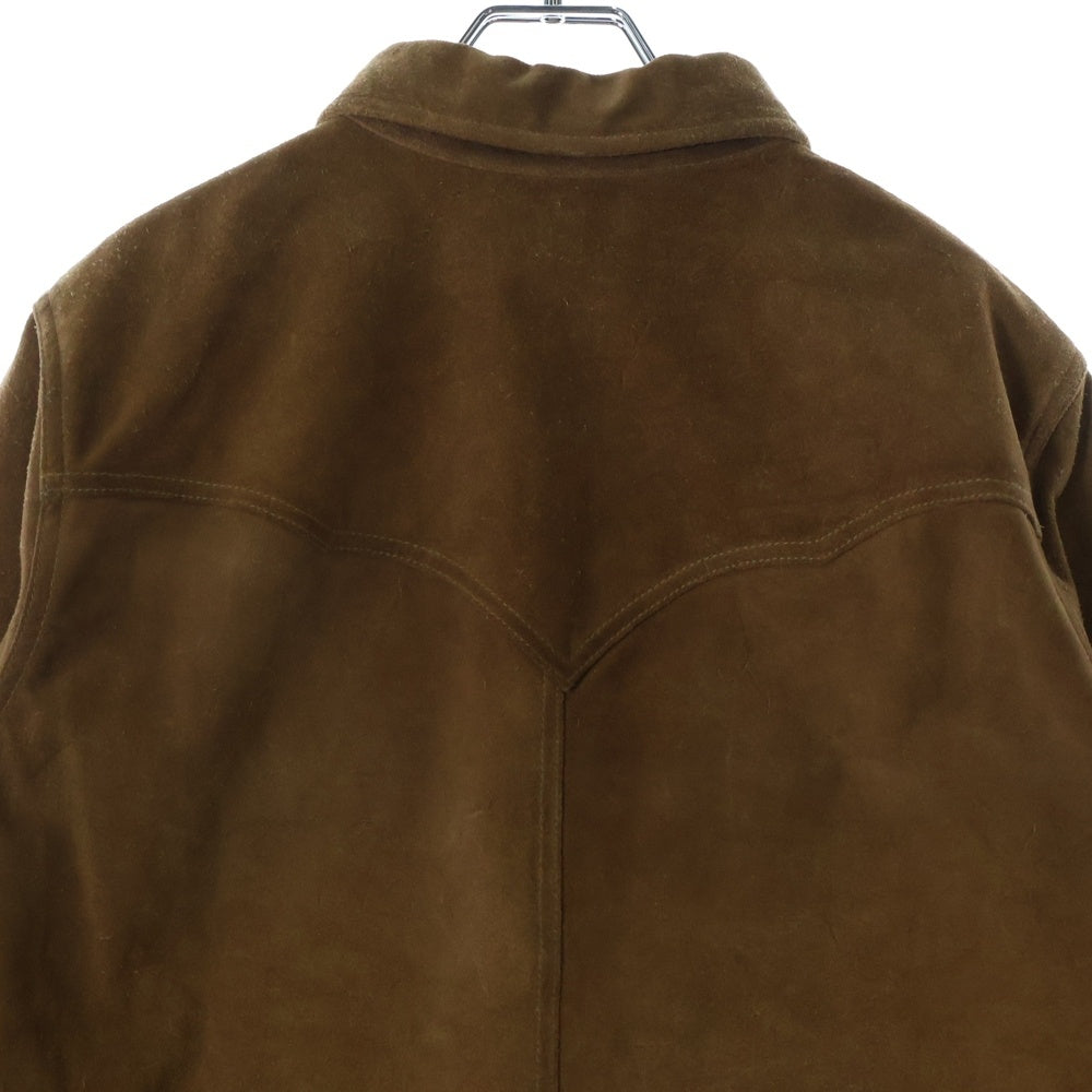 RRL(ダブルアールエル) スウェードレザー 長袖ウェスタンシャツ ブラウン