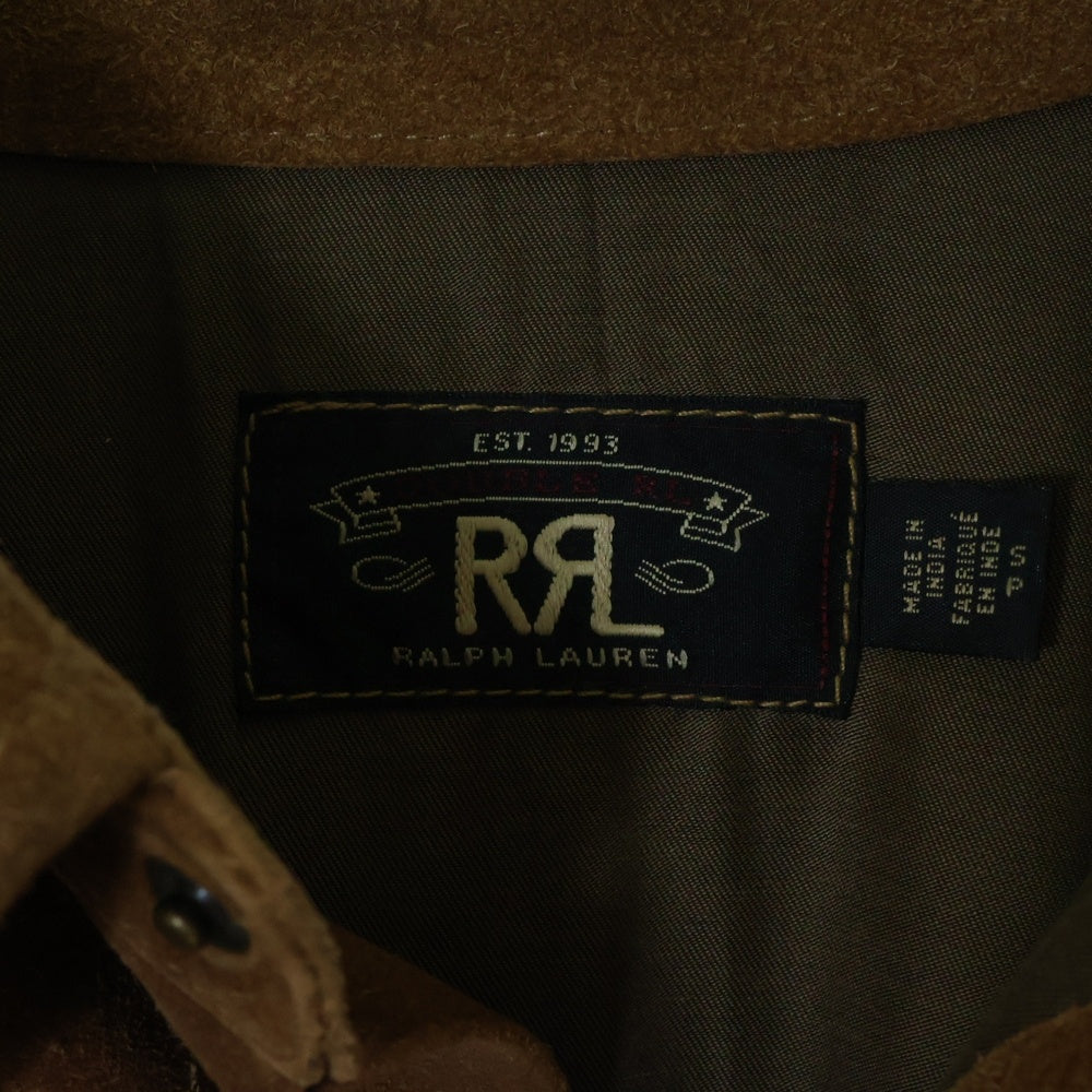 RRL(ダブルアールエル) スウェードレザー 長袖ウェスタンシャツ ブラウン