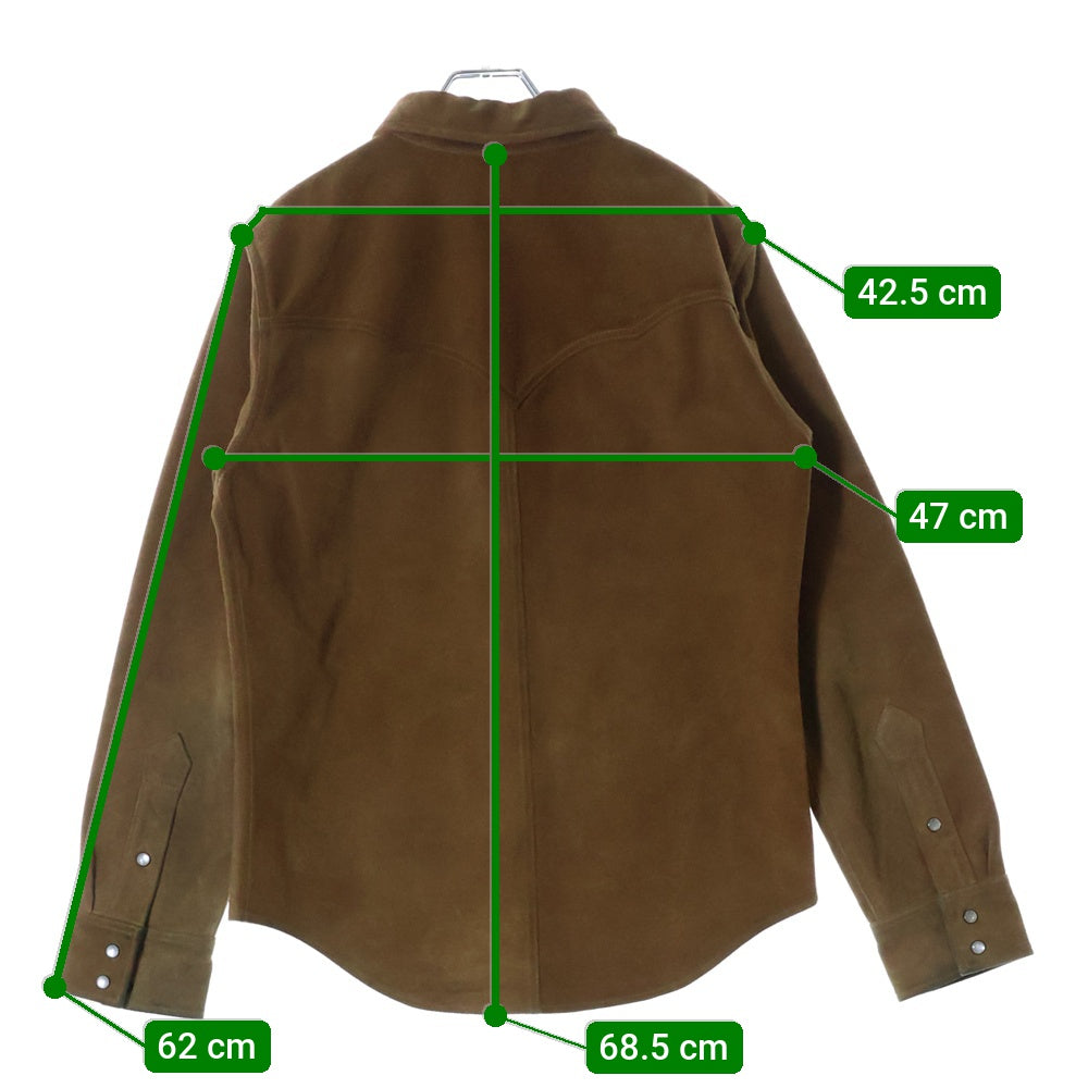 RRL(ダブルアールエル) スウェードレザー 長袖ウェスタンシャツ ブラウン