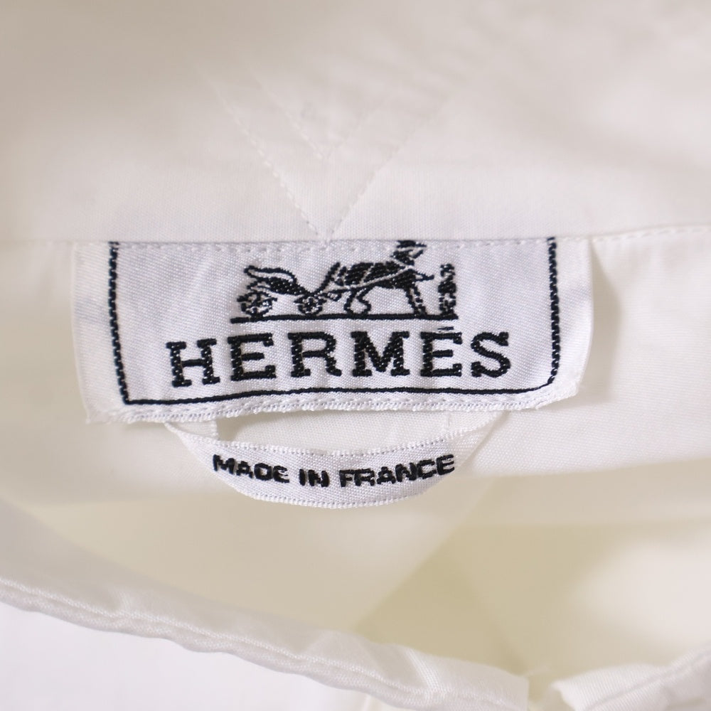 HERMES(エルメス) ハイネック ルーズフィット ドローコード付 長袖シャツ ホワイト