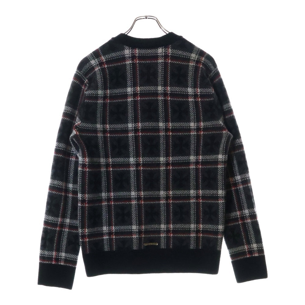 CHROME HEARTS(クロムハーツ) BIG CITY チェック柄カシミアニットカーディガン グレー