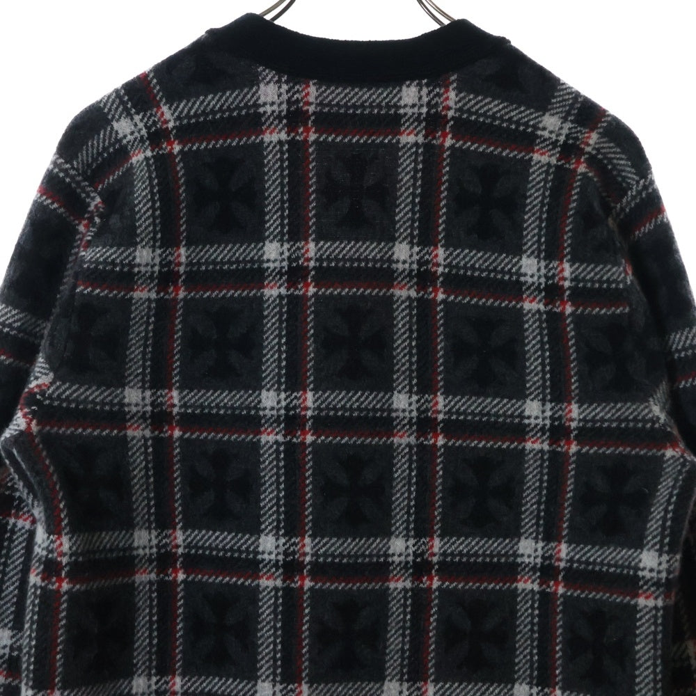 CHROME HEARTS(クロムハーツ) BIG CITY チェック柄カシミアニットカーディガン グレー
