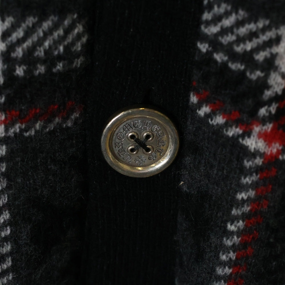CHROME HEARTS(クロムハーツ) BIG CITY チェック柄カシミアニットカーディガン グレー