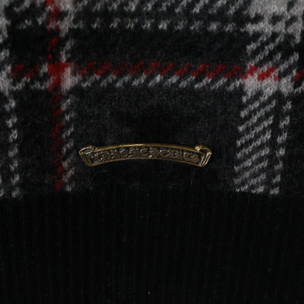 CHROME HEARTS(クロムハーツ) BIG CITY チェック柄カシミアニットカーディガン グレー