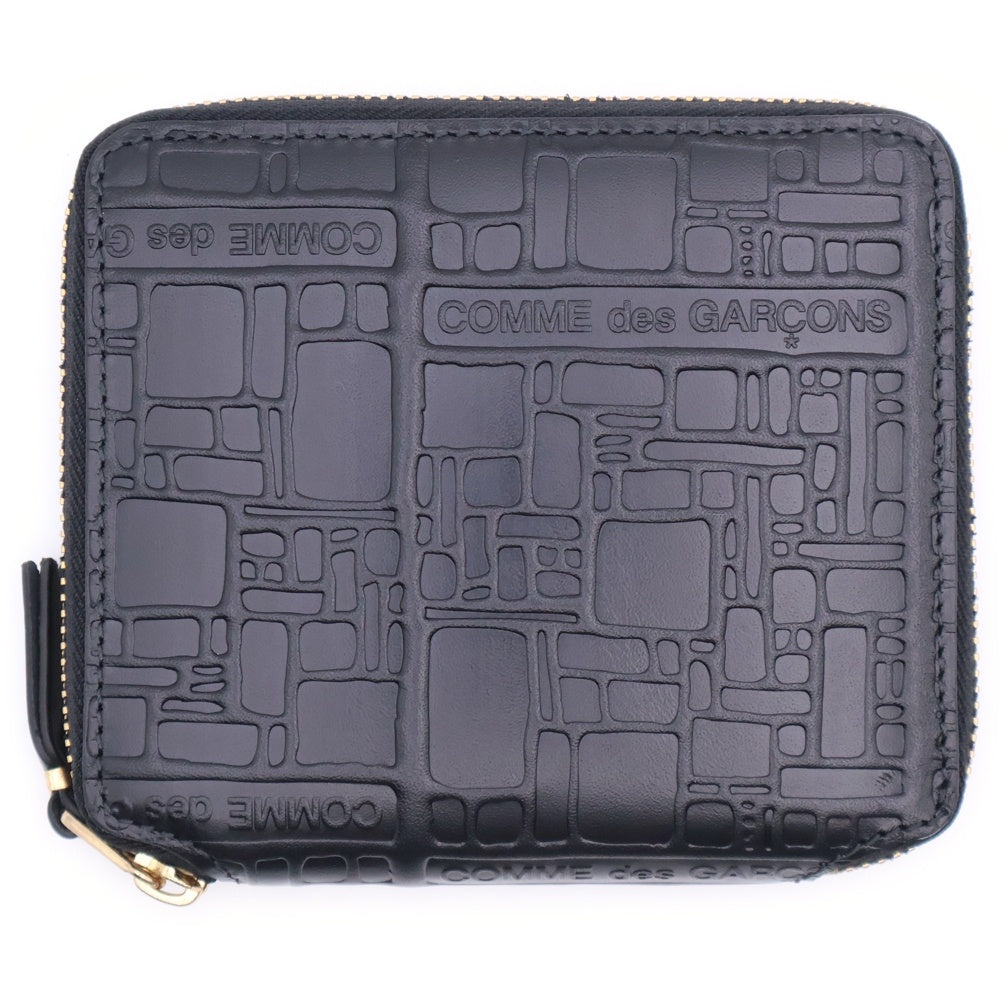 COMME des GARCONS(コムデギャルソン) EMBOSSED LOGOTYPE1 エンボスロゴ ジップ ウォレット ブラック SA2100EL