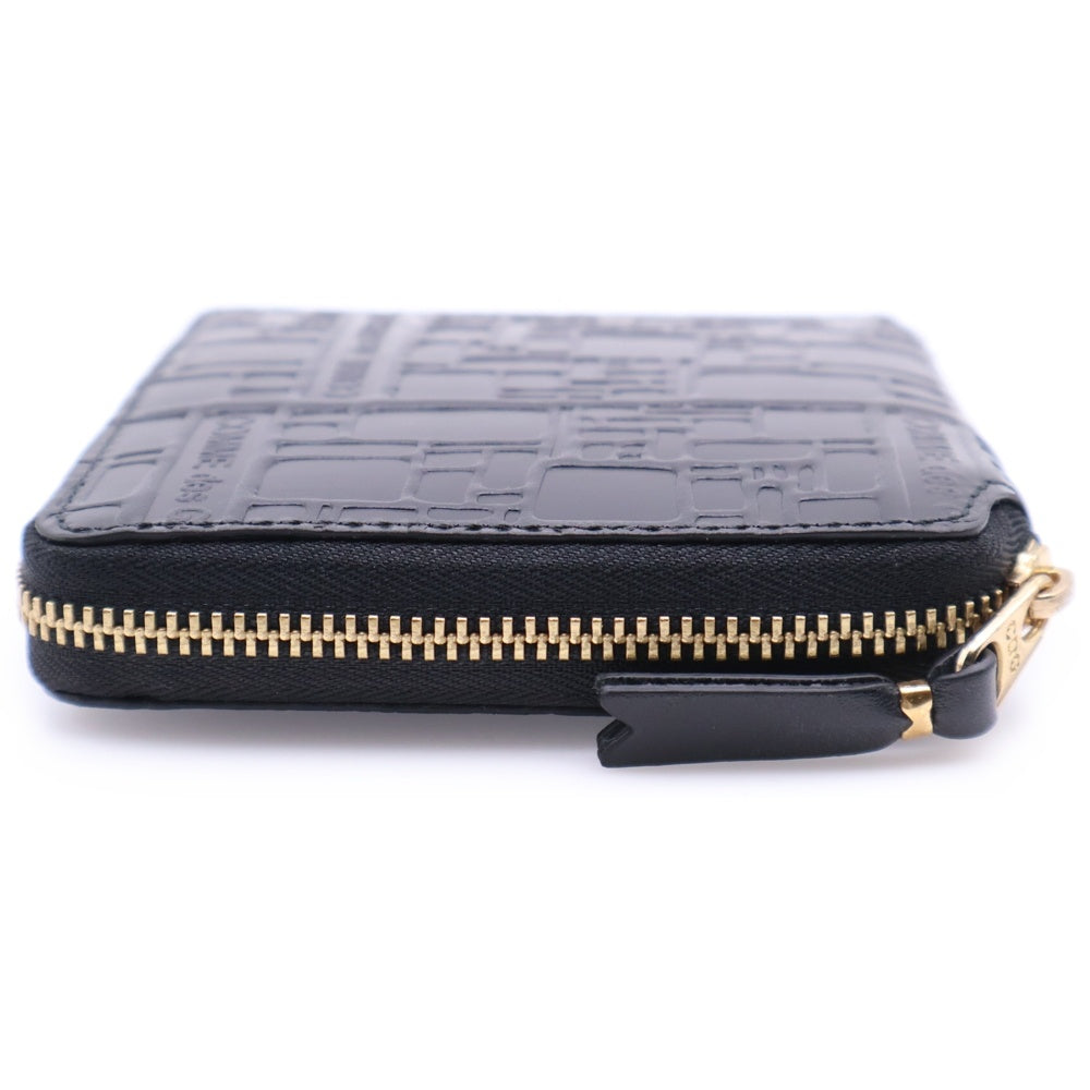 COMME des GARCONS(コムデギャルソン) EMBOSSED LOGOTYPE1 エンボスロゴ ジップ ウォレット ブラック SA2100EL