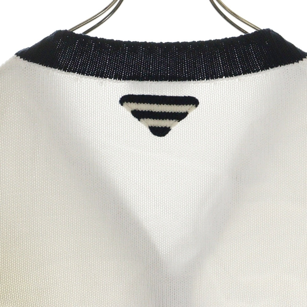 PRADA(プラダ) 25SS バック三角ロゴ コットン ショート丈 カーディガン レディース ホワイト/ブラック P25N54 S000 165D