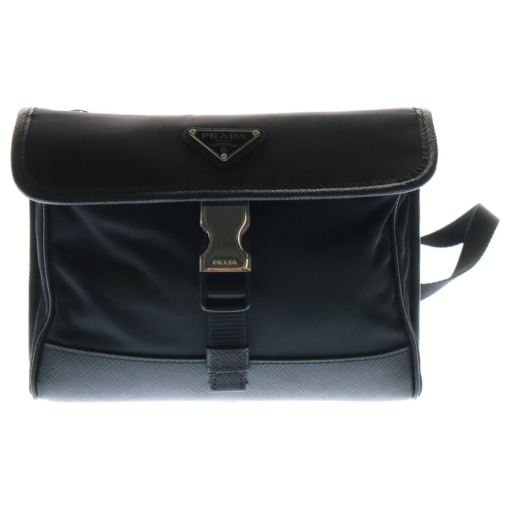 PRADA(プラダ) RE NYLON TESSUTO+SAFFIANO ショルダーバッグ バッグ ナイロン サフィアーノレザー ブラック 2ZH1082DMHF0002