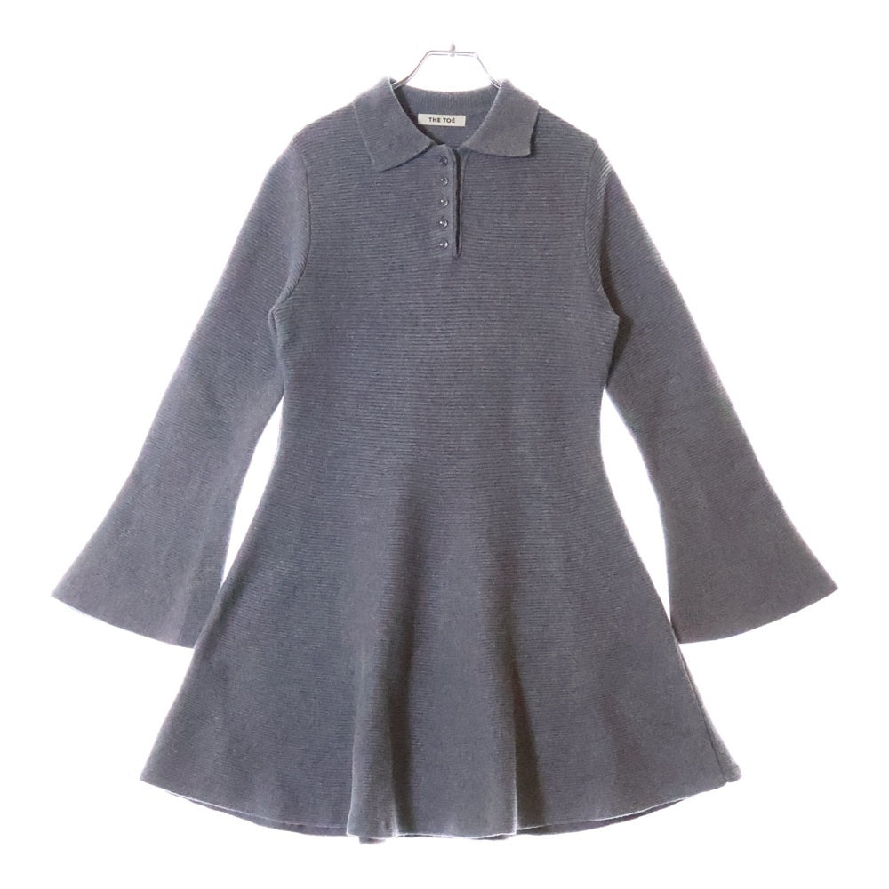 NO BRAND(ノーブランド) REIMS FLARE ONEPIECE ランス フレアワンピース ニット 長袖ワンピース レディース グレー TT23A120040411