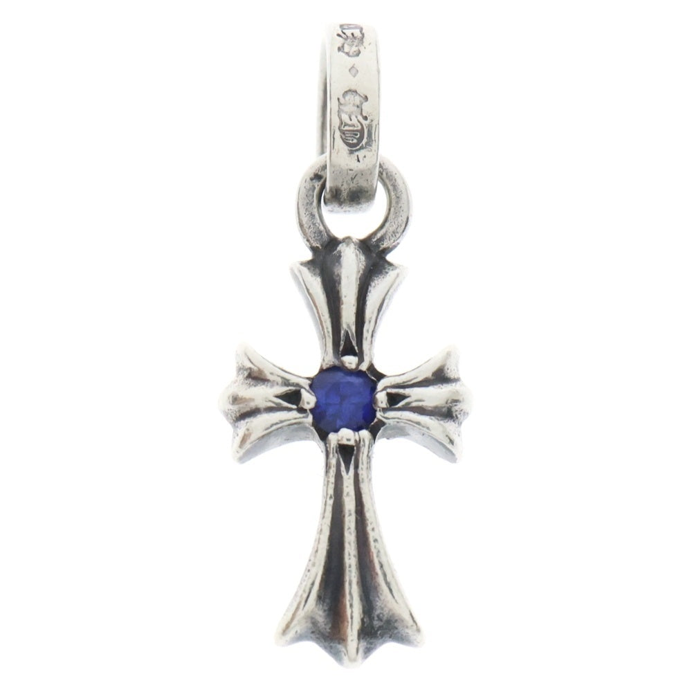 CHROME HEARTS(クロムハーツ) CRS BBYFAT SAPH ベイビーファットクロス 両面1サファイア ペンダントトップ シルバー
