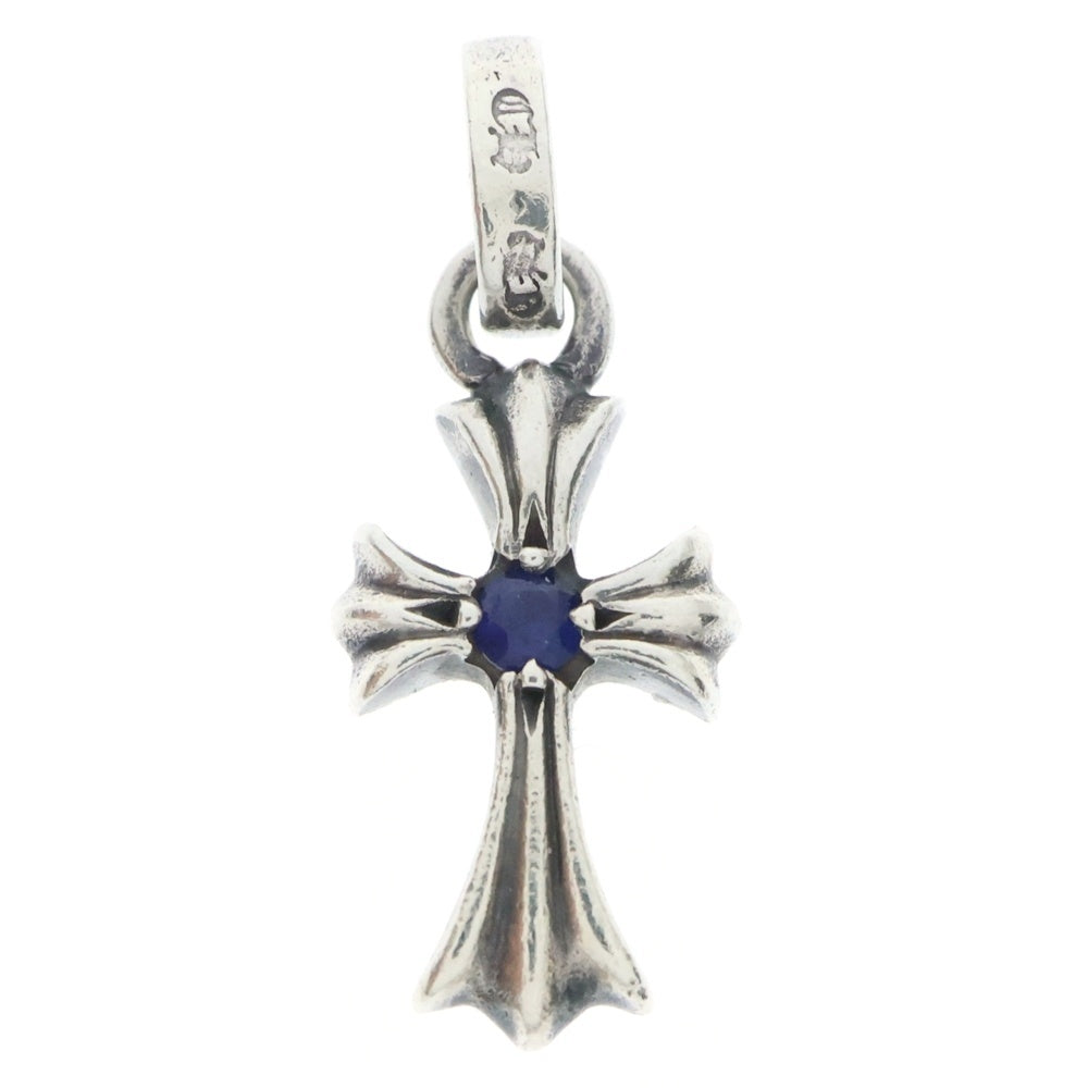 CHROME HEARTS(クロムハーツ) CRS BBYFAT SAPH ベイビーファットクロス 両面1サファイア ペンダントトップ シルバー