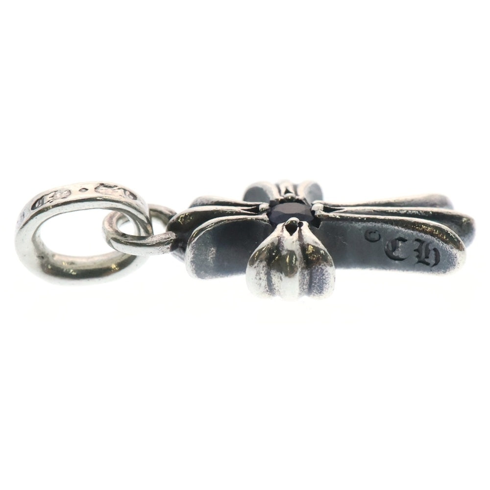 CHROME HEARTS(クロムハーツ) CRS BBYFAT SAPH ベイビーファットクロス 両面1サファイア ペンダントトップ シルバー