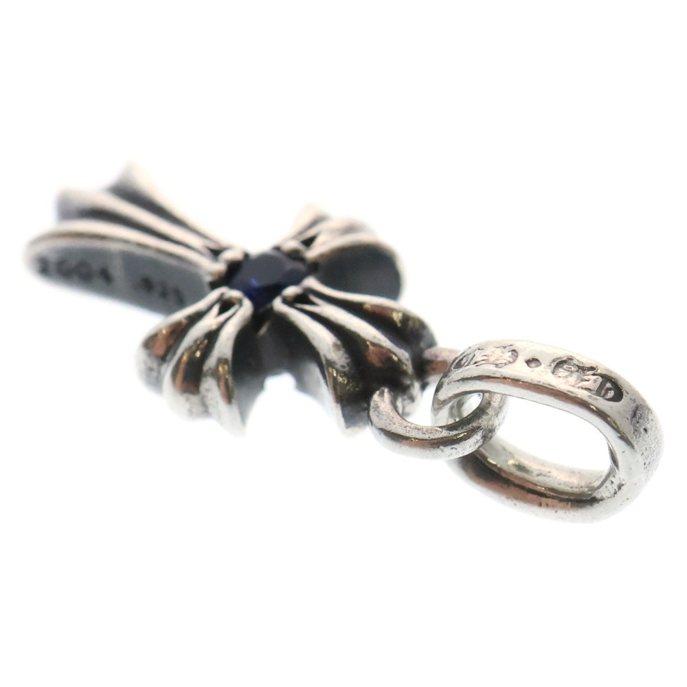 CHROME HEARTS(クロムハーツ) CRS BBYFAT SAPH ベイビーファットクロス 両面1サファイア ペンダントトップ シルバー