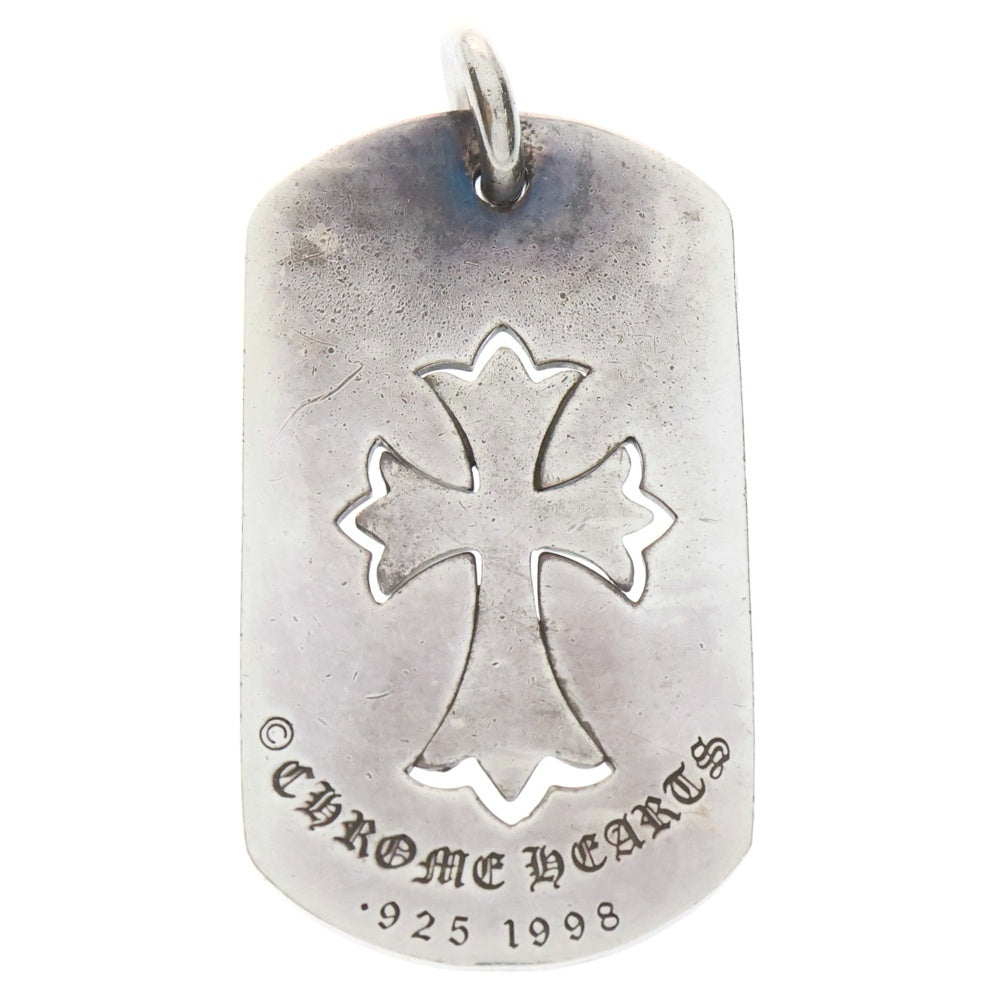 CHROME HEARTS(クロムハーツ) D TAG LRG TNY CRS カットアウトタイニーCHクロス ラージドッグタグ ネックレストップ シルバー