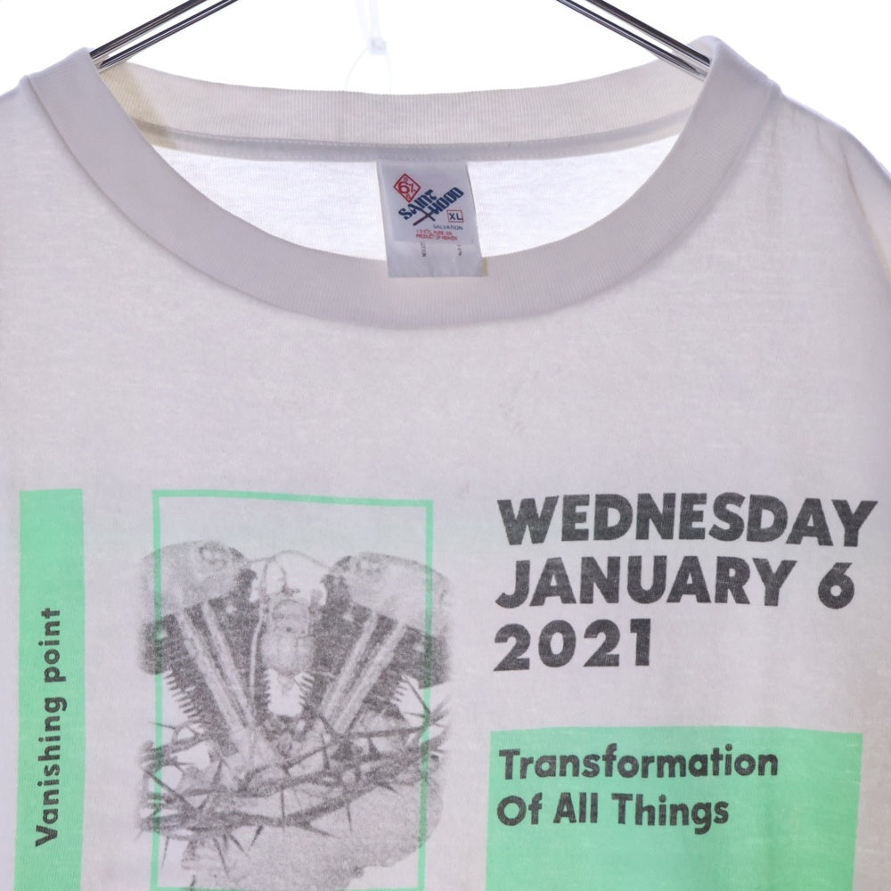 SAINT MICHAEL(セントマイケル) 23SS ×NEIGHBORHOOD ネイバーフッド ヴィンテージ加工 グラフィックプリント半袖Tシャツ クルーネックカットソー ホワイト SM-S23-0000-118