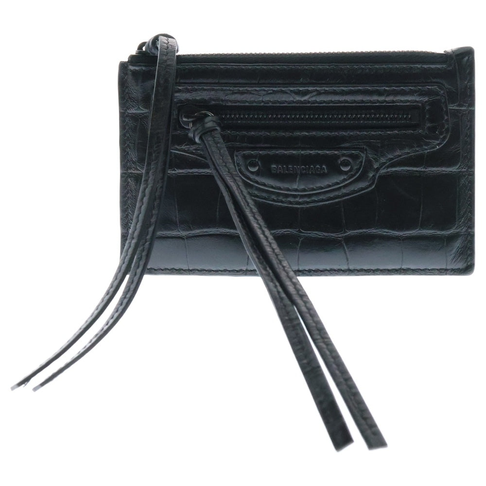 BALENCIAGA(バレンシアガ) クロコ型押し レザーコインケース カードケース ブラック 640110