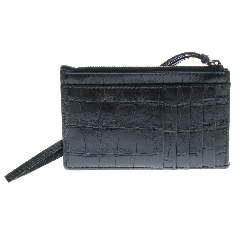 BALENCIAGA(バレンシアガ) クロコ型押し レザーコインケース カードケース ブラック 640110