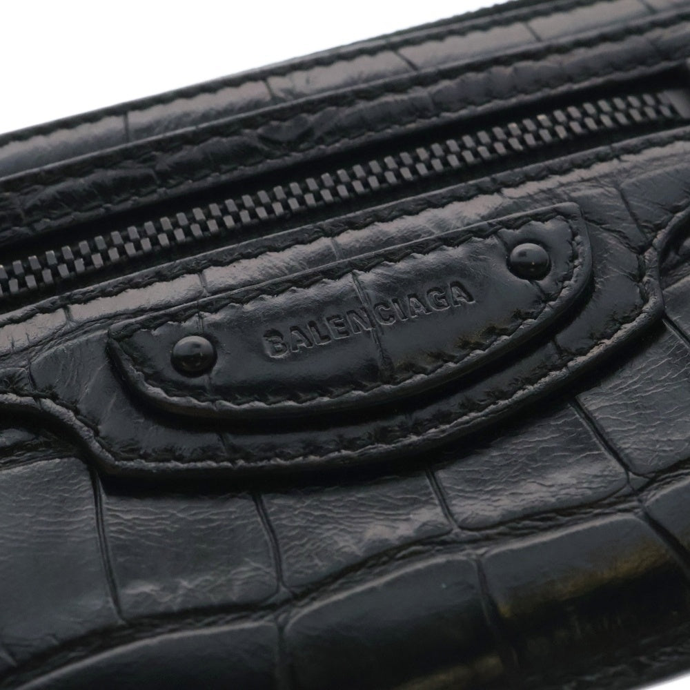 BALENCIAGA(バレンシアガ) クロコ型押し レザーコインケース カードケース ブラック 640110