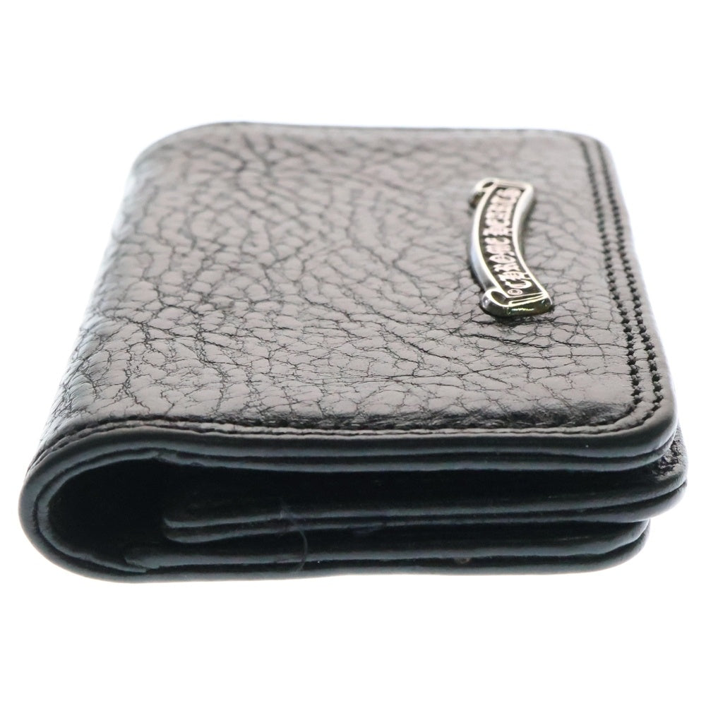 CHROME HEARTS(クロムハーツ) CARD CASE スクロールラベル レザーカードケース ブラック/シルバー
