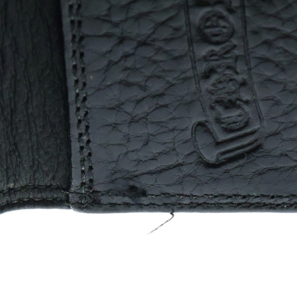CHROME HEARTS(クロムハーツ) CARD CASE スクロールラベル レザーカードケース ブラック/シルバー