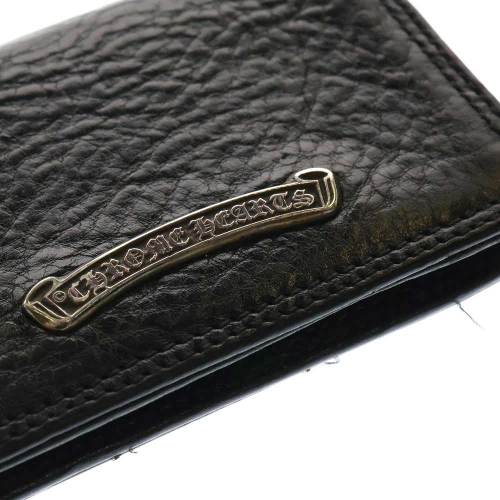 CHROME HEARTS(クロムハーツ) CARD CASE スクロールラベル レザーカードケース ブラック/シルバー