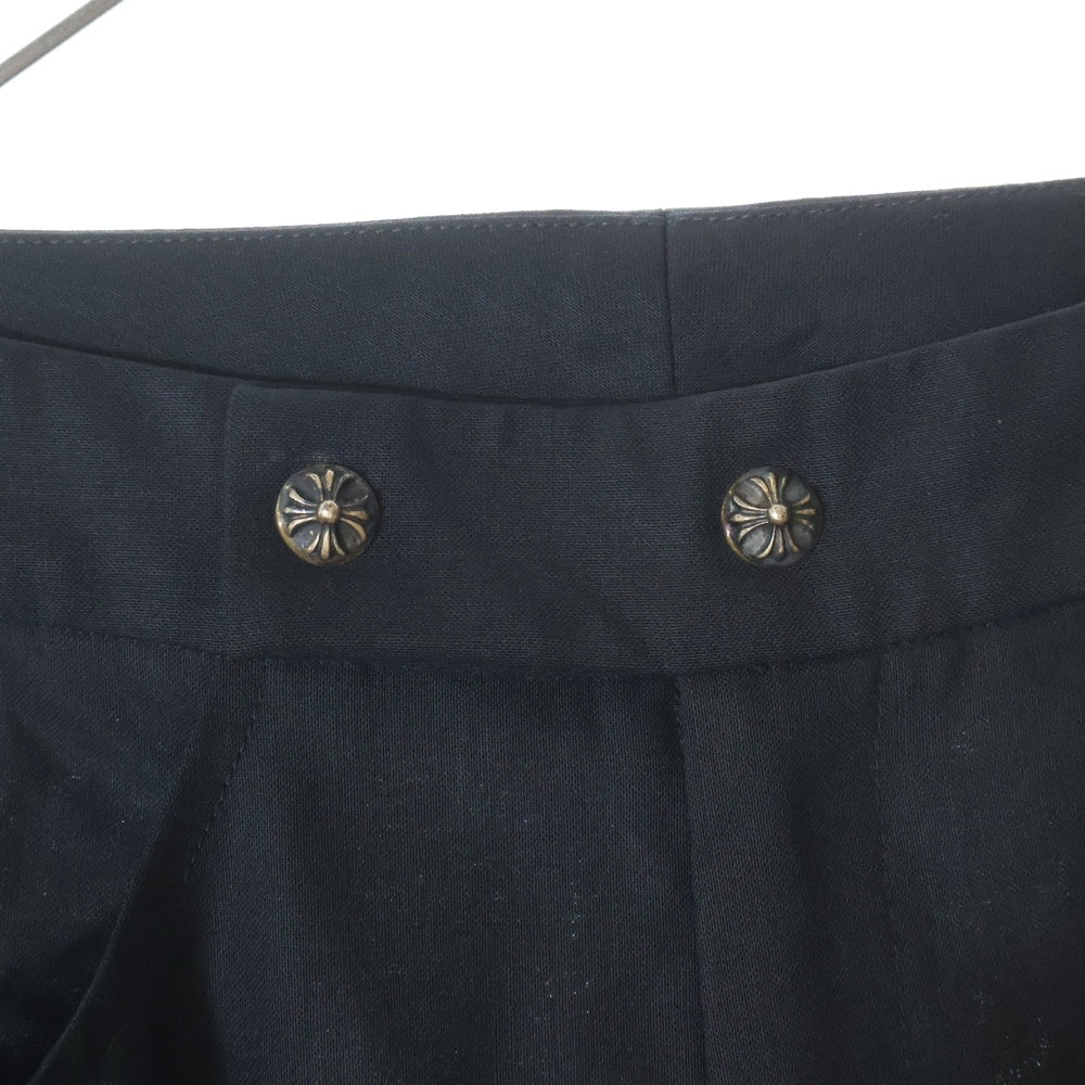 CHROME HEARTS(クロムハーツ) TAXEDO V1J SIDE サイドレザーライン入り タキシードパンツ スラックスパンツ レディース ブラック