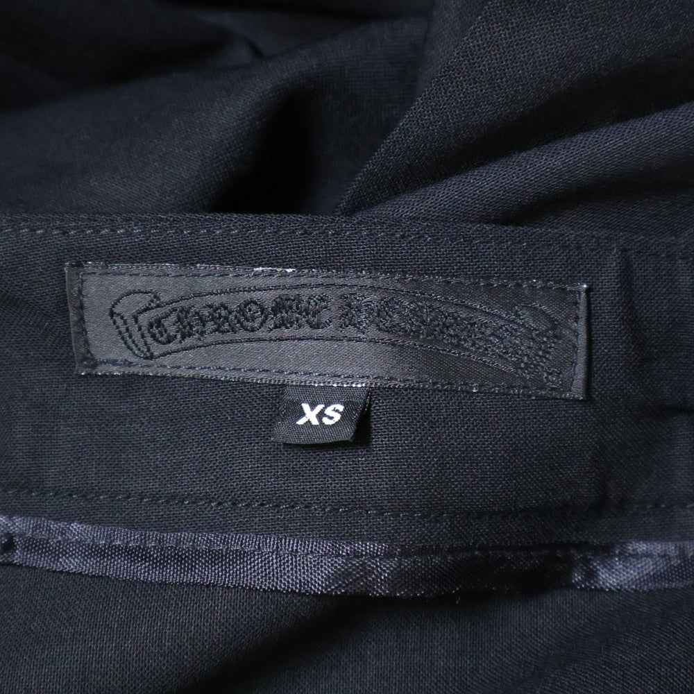 CHROME HEARTS(クロムハーツ) TAXEDO V1J SIDE サイドレザーライン入り タキシードパンツ スラックスパンツ レディース ブラック