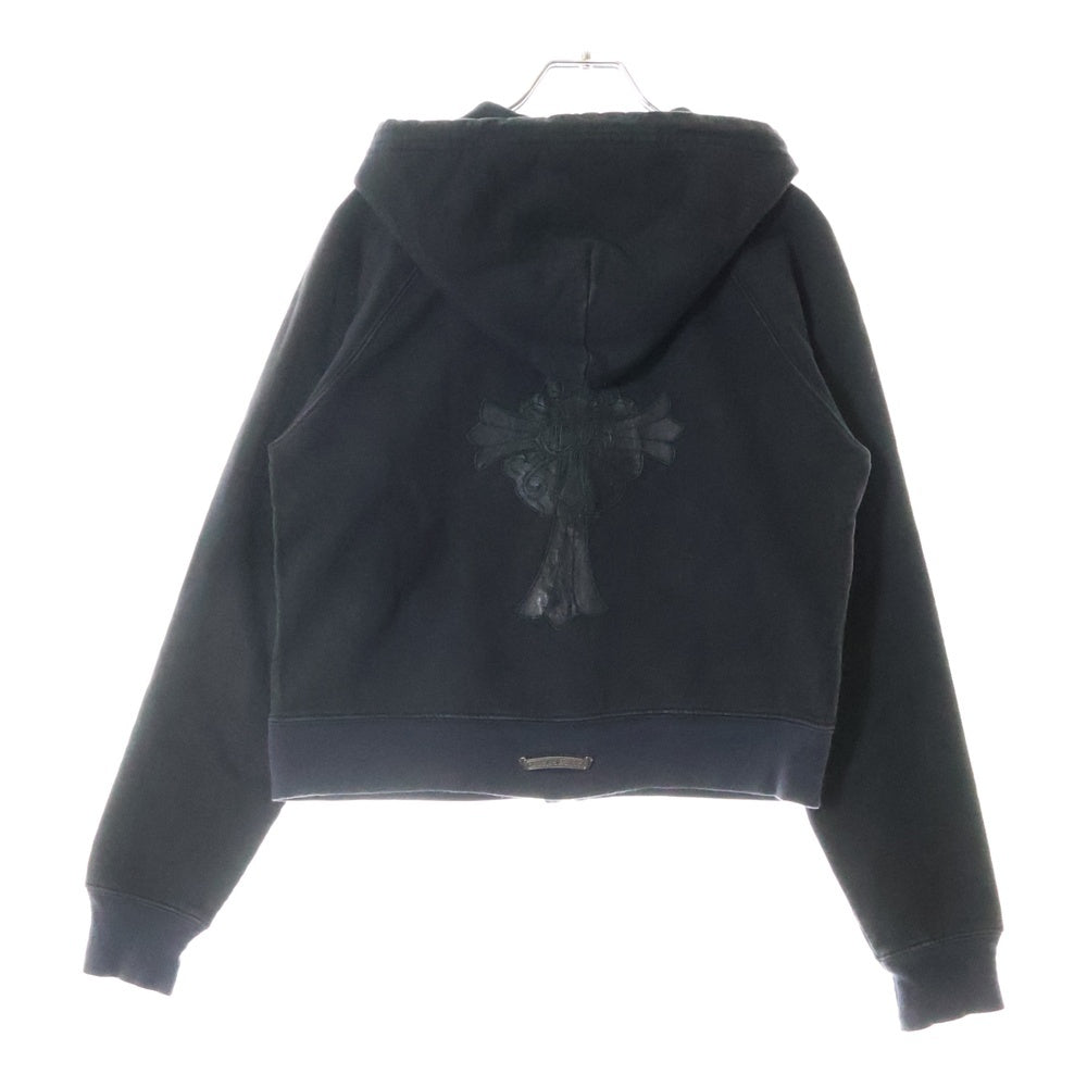 CHROME HEARTS(クロムハーツ) バック レザーパッチ ダガージップ アップ パーカー ブラック レディース