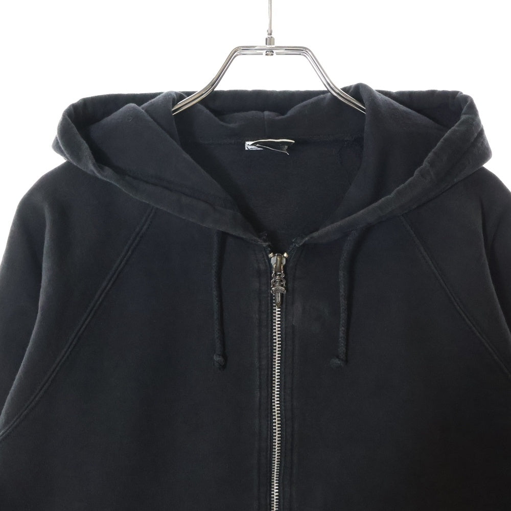 CHROME HEARTS(クロムハーツ) バック レザーパッチ ダガージップ アップ パーカー ブラック レディース
