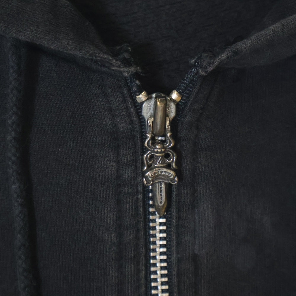 CHROME HEARTS(クロムハーツ) バック レザーパッチ ダガージップ アップ パーカー ブラック レディース