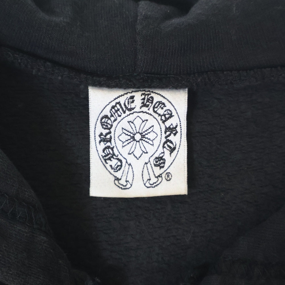 CHROME HEARTS(クロムハーツ) バック レザーパッチ ダガージップ アップ パーカー ブラック レディース