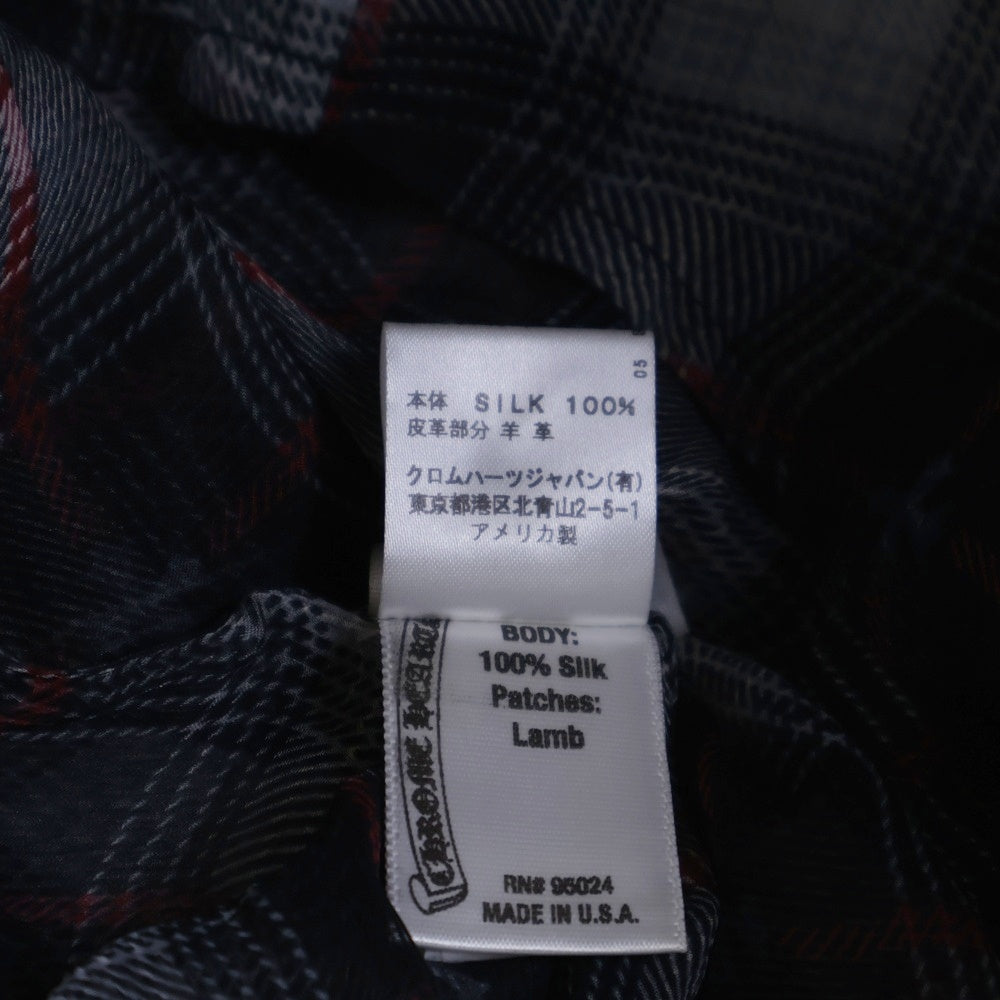 CHROME HEARTS(クロムハーツ) LS SILK V1J RED PLD BSフレアシルバーボタン 袖クロスパッチ シースルー長袖シャツ ブラック