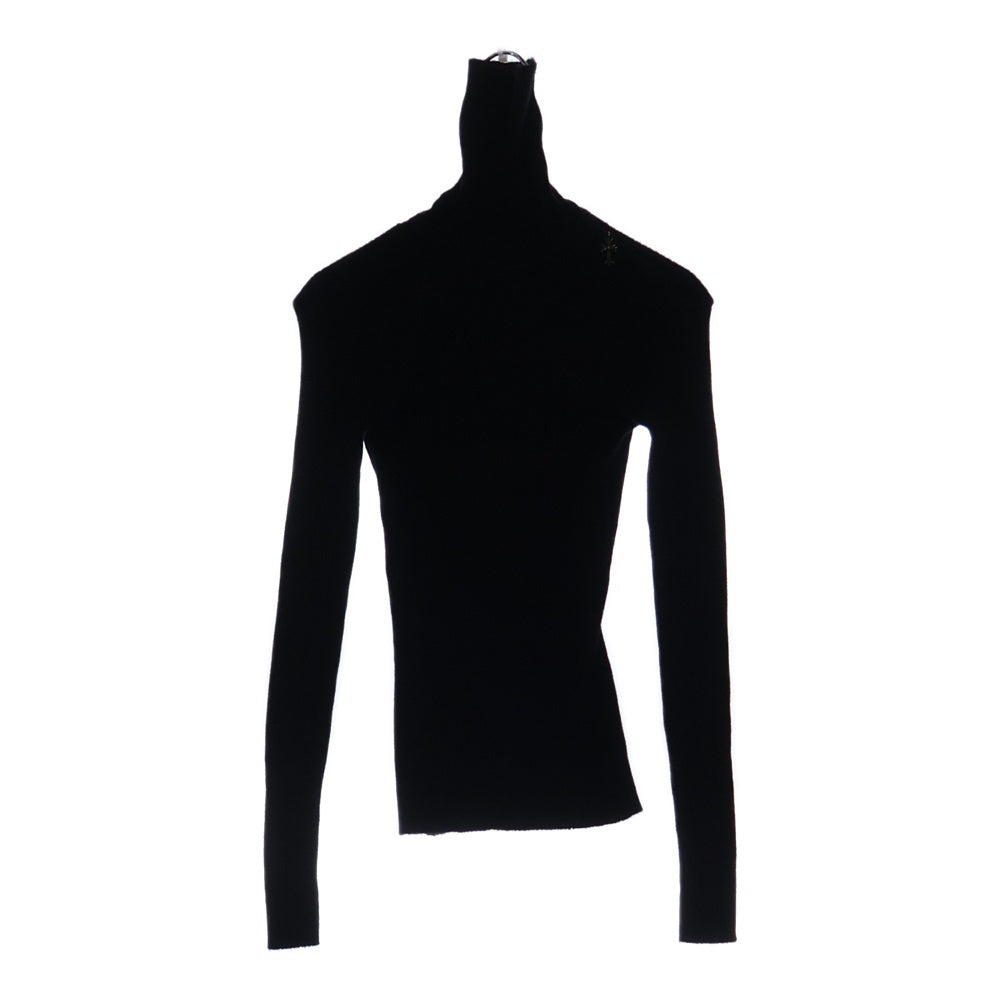 CHROME HEARTS(クロムハーツ) M CASH TRTLE ZIP タイニーCHクロス クロスパッチ付き カシミヤ タートルネックセーター ニット レディース ブラック アフター