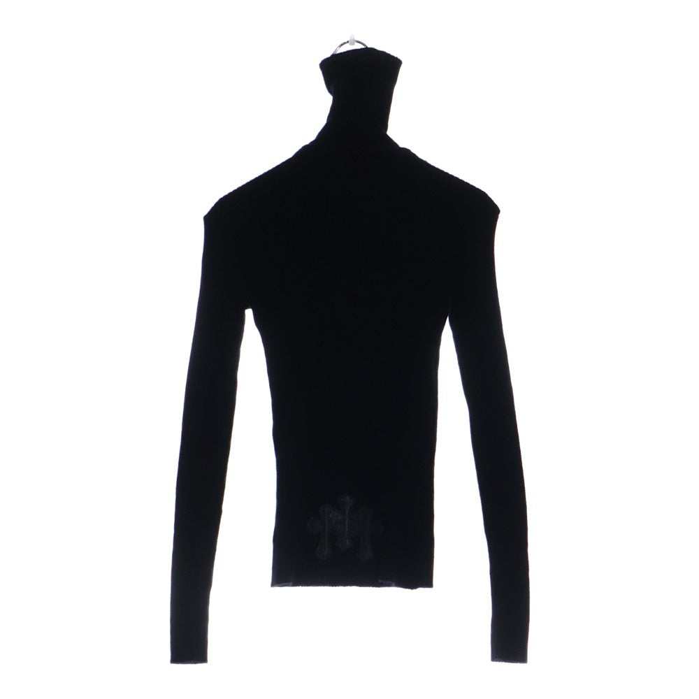 CHROME HEARTS(クロムハーツ) M CASH TRTLE ZIP タイニーCHクロス クロスパッチ付き カシミヤ タートルネックセーター ニット レディース ブラック アフター