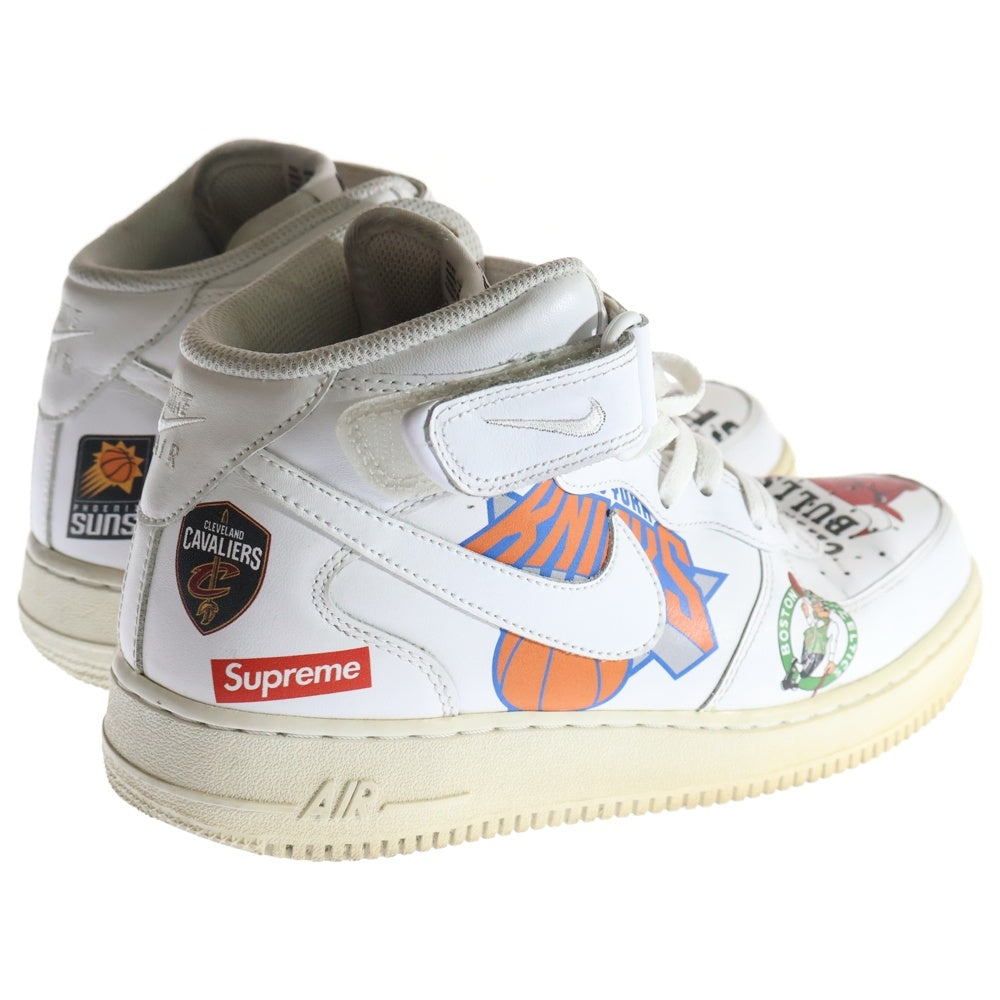 NIKE(ナイキ) ×SUPREME AIR FORCE 1 MID NBA TEAM ナイキ エアフォース1 ミッド エヌビーエーチーム ミドルカットスニーカー ホワイト US8.5/26.5cm AQ8017-100