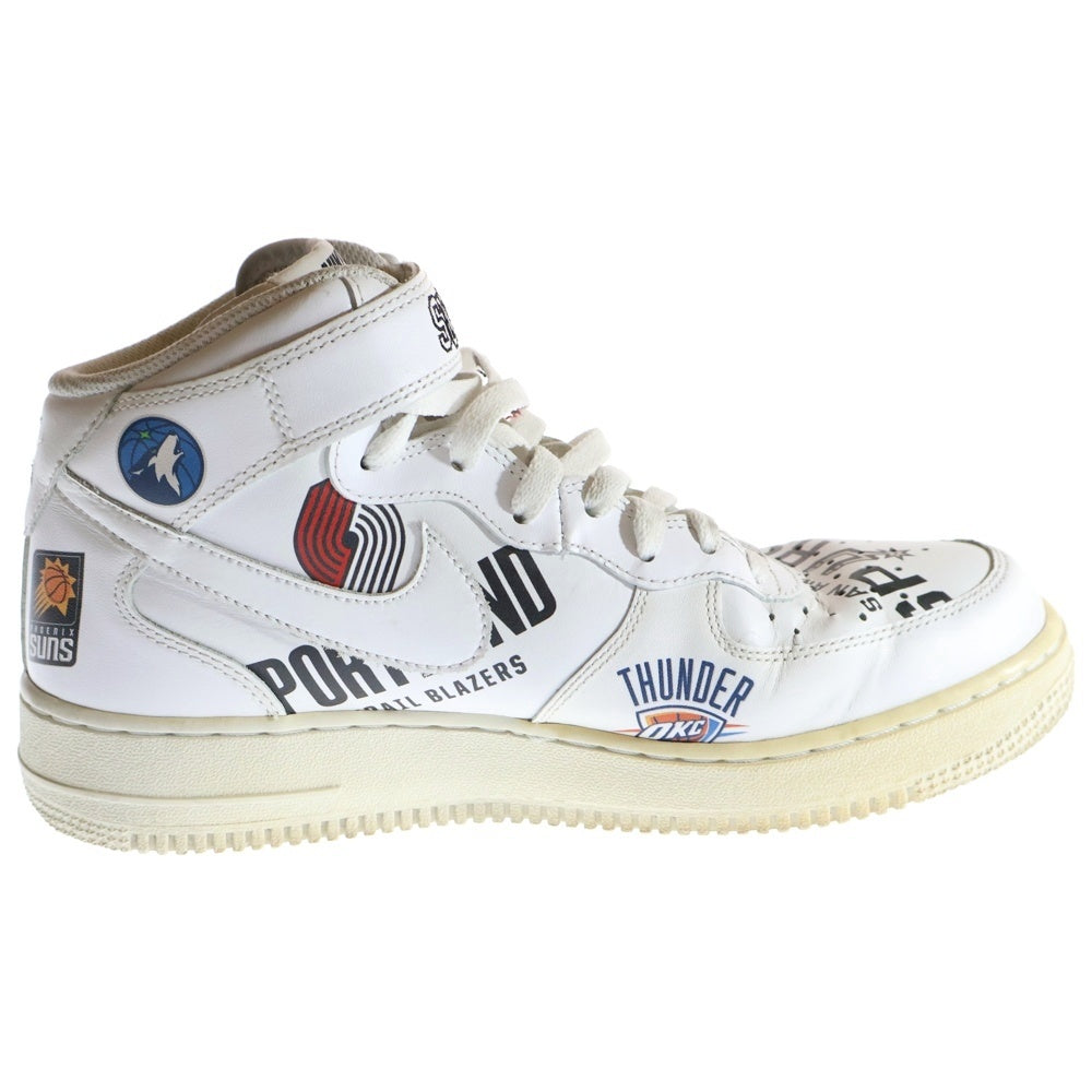 NIKE(ナイキ) ×SUPREME AIR FORCE 1 MID NBA TEAM ナイキ エアフォース1 ミッド エヌビーエーチーム ミドルカットスニーカー ホワイト US8.5/26.5cm AQ8017-100