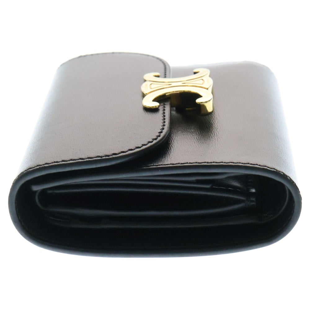 CELINE(セリーヌ) トリオンフ レザー コンパクトウォレット 財布 ブラック レディース