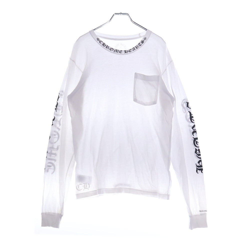 CHROME HEARTS(クロムハーツ) Neck Logo L/S Tee ネックロゴ プリント長袖Tシャツ カットソー ホワイト