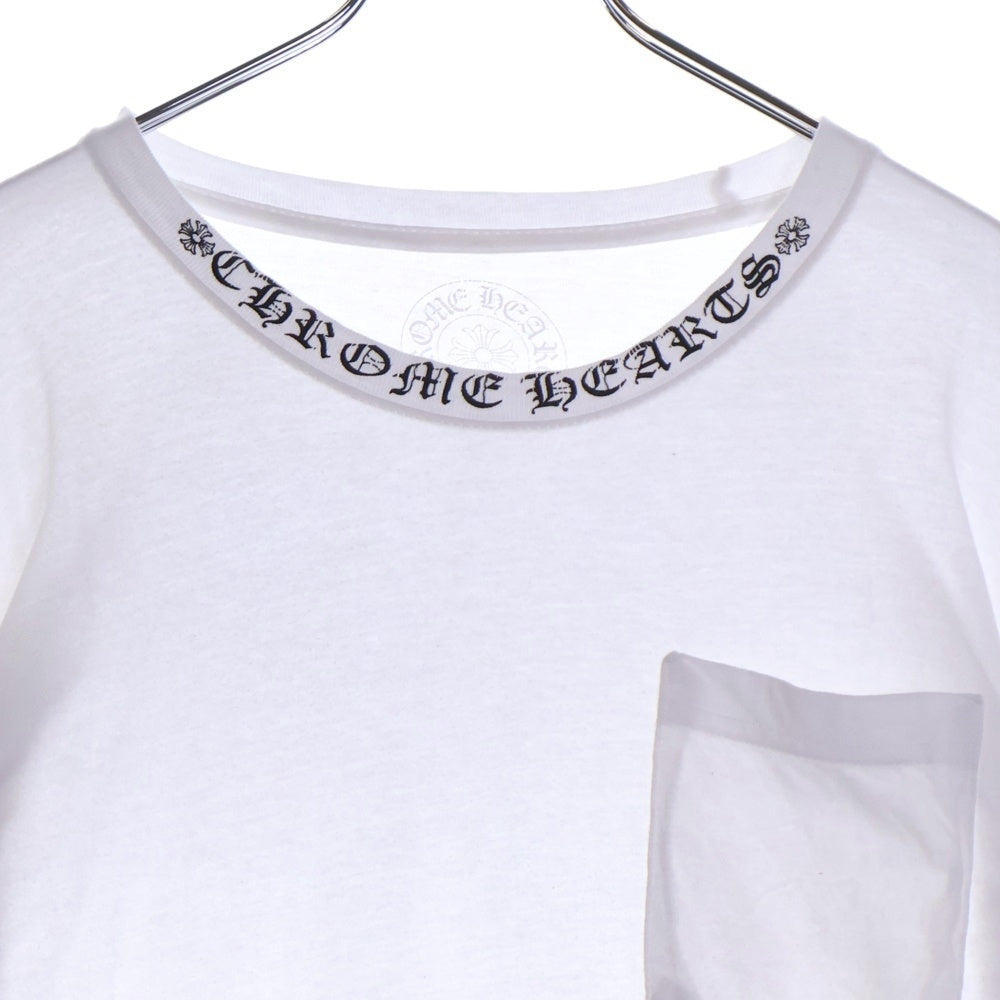 CHROME HEARTS(クロムハーツ) Neck Logo L/S Tee ネックロゴ プリント長袖Tシャツ カットソー ホワイト
